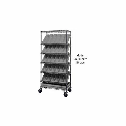 Quantum Storage Systems Quantum MWRS-7-606 Chrome Wire Truck With 24 4-5/8"H Plastic Drawers Gray, 36"L x 18"W x 74"H
