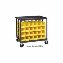 Quantum Storage Systems Quantum QRC-4D-239-16 1/2 Mobile Bin Cart With 16 10-3/4"D Stacking Bins Yellow, 36" x 24" x 35-1/2"