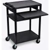 Luxor Plastic Audio Visual Cart with Pull-Out Laptop Shelf 34"H