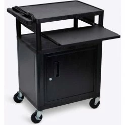 Luxor Security AV Cart with Pull-Out Laptop Shelf 34"H