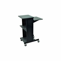 Luxor 4-Shelf Mobile Presentation Workstation, 18"W x 30"D x 40-1/4"H, Dark Gray