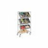 Global Industrial Easy Access Slant Shelf Chrome Wire Cart, 8 Blue Grid Containers 36Lx18Wx63H