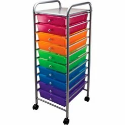 Advantus® Organizer 10 Drawer Cart 34004 - 15-1/2"L x 13"W x 37-5/8"H,Assorted-Colored Drawers