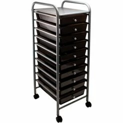 Advantus® Organizer 10 Drawer Cart 34007 - 15-1/2"L x 13"W x 37-5/8"H, Smoke-Colored Drawers
