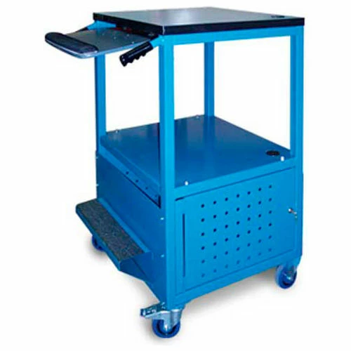 Stackbin Enclosed Bottom Computer Cart, 30"W x 24"D x 40"H, Blue