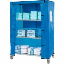 Nexel® Galvanized Steel Linen Cart with Nylon Cover, 4 Shelves, 48"L x 24"W x 80"H