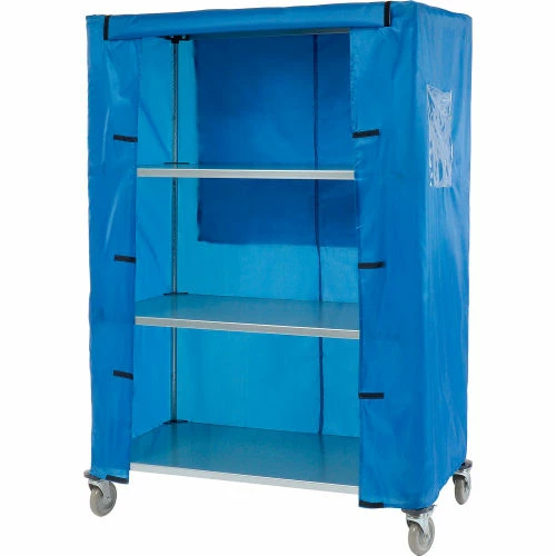 Nexel® Galvanized Steel Linen Cart with Nylon Cover, 4 Shelves, 48"L x 18"W x 80"H - Image 2