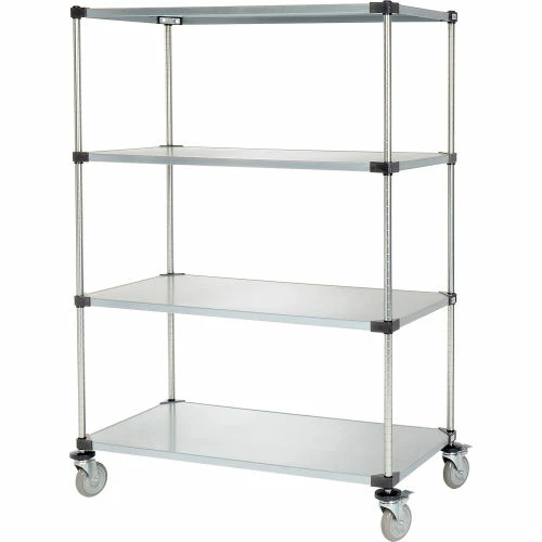 Nexel® Galvanized Steel Linen Cart with Nylon Cover, 4 Shelves, 48"L x 18"W x 80"H - Image 4