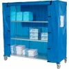 Nexel® Galvanized Steel Linen Cart with Nylon Cover, 4 Shelves, 72"L x 18"W x 69"H