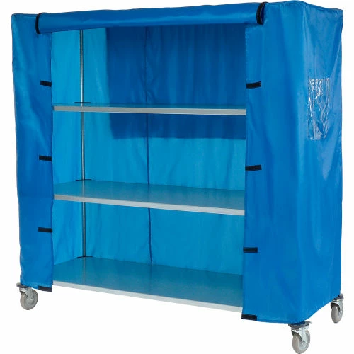 Nexel® Galvanized Steel Linen Cart with Nylon Cover, 4 Shelves, 60"L x 18"W x 69"H - Image 2