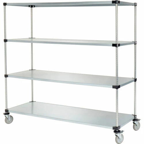 Nexel® Galvanized Steel Linen Cart with Nylon Cover, 4 Shelves, 72"L x 18"W x 80"H - Image 4