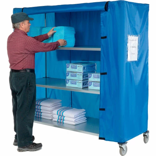 Nexel® Galvanized Steel Linen Cart with Nylon Cover, 4 Shelves, 60"L x 24"W x 69"H - Image 12