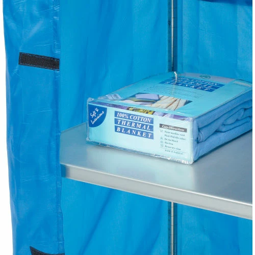 Nexel® Galvanized Steel Linen Cart with Nylon Cover, 4 Shelves, 72"L x 24"W x 69"H - Image 13