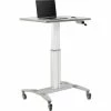 Global Industrial Sit-Stand Mobile Desk With Tablet Slot, Gray/Silver