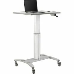 Global Industrial™ Sit-Stand Mobile Desk With Tablet Slot, Gray/Silver