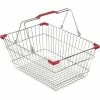 VersaCart ® Wire Shopping Basket 30 Liter With Red Plastic Grips - Pkg Qty 20