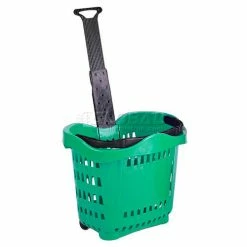 VersaCart ® Plastic Rolling Shopping Basket 43 Liter Green - Pkg Qty 6