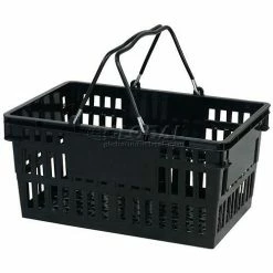 VersaCart ® Black Plastic Shopping Basket 26 Liter With Black Plastic Grips Wire Handle - Pkg Qty 12