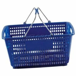VersaCart ® Blue Plastic Shopping Basket 30 Liter With Black Plastic Grips Wire Handle - Pkg Qty 20