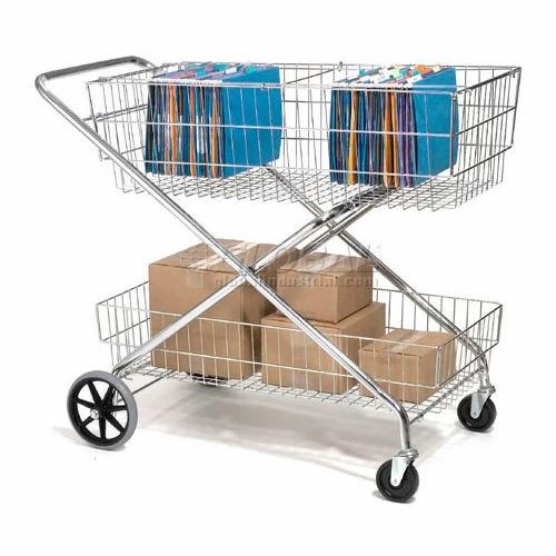 Global Industrial Wire Utility Basket Mail Cart, 200 Lb. Capacity - Image 2