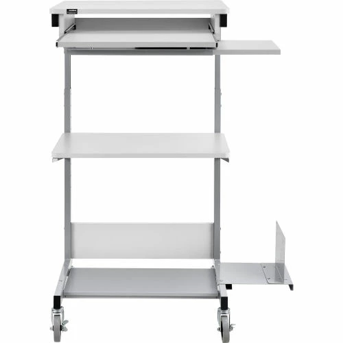Global Industrial™ Mobile Computer Workstation with Printer Shelf and CPU Holder, Gray - Image 3