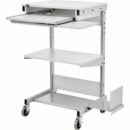 Global Industrial™ Mobile Computer Workstation with Printer Shelf and CPU Holder, Gray - Image 5
