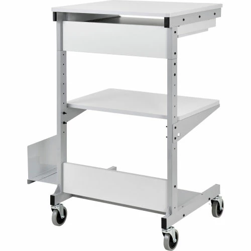 Global Industrial™ Mobile Computer Workstation with Printer Shelf and CPU Holder, Gray - Image 16