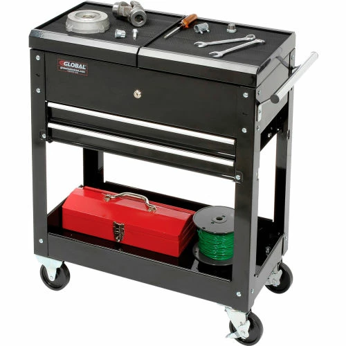 Global Industrial 27" 2-Drawer Tool Cart With Sliding Top - Image 2