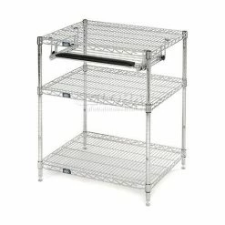 Nexel™ Chrome Wire Shelf Computer Workstation with Keyboard Tray, 30"W x 24"D x 34"H