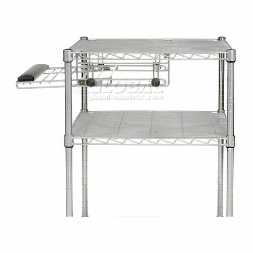 Nexel Chrome Wire Shelf Computer Workstation with Keyboard Tray, 30"W x 24"D x 34"H - Image 7