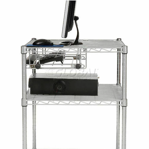 Nexel Chrome Wire Shelf Computer Workstation with Keyboard Tray, 30"W x 24"D x 34"H - Image 8