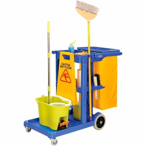 Global Industrial™ Janitor Cart Blue with Citrus Cleaner Degreaser Case - Image 3