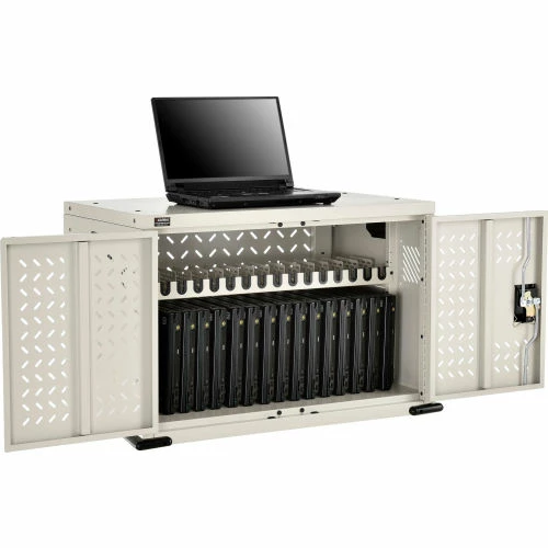 Global Industrial 16-Device Charging Cabinet for Chromebooks and Tablets, Putty, Unassembled - Image 2