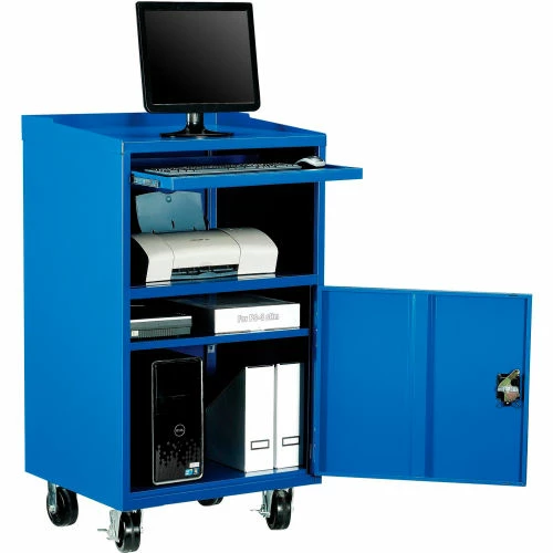 Global Industrial Mobile Computer Workstation, Blue, Assembled