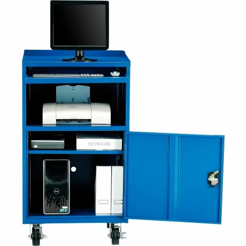 Global Industrial Mobile Computer Workstation, Blue, Assembled - Image 5
