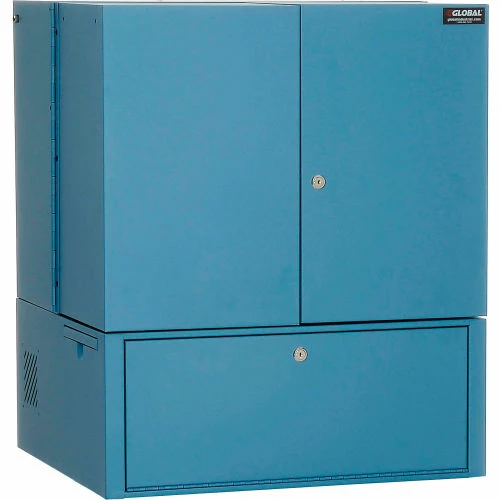 Global Industrial Countertop Fold-Out Computer Cabinet, Blue - Image 2