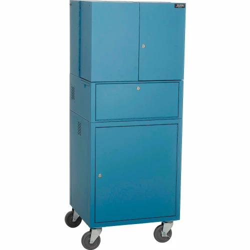 Global Industrial Mobile Fold-Out Computer Cabinet, Blue, Assembled - Image 2