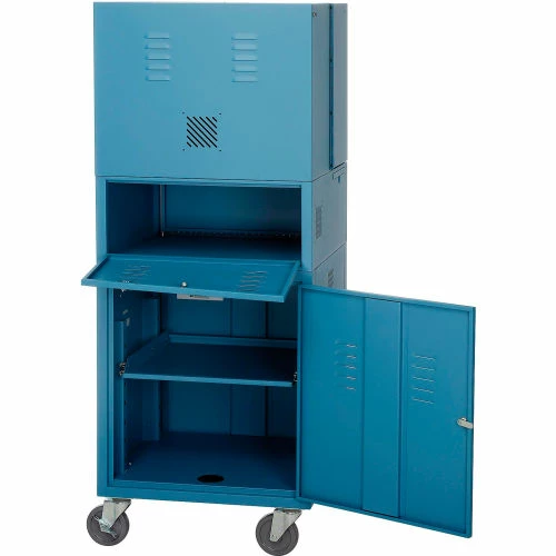 Global Industrial Mobile Fold-Out Computer Cabinet, Blue, Assembled - Image 9