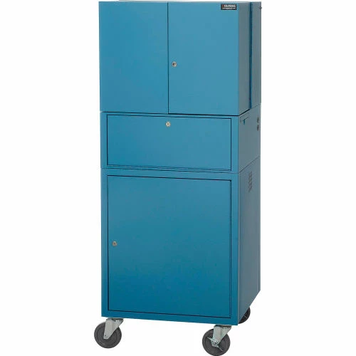Global Industrial Mobile Fold-Out Computer Cabinet, Blue, Assembled - Image 12