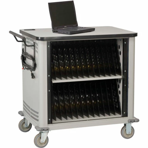 Datum LapTop Storage and Charging Cart, 32-Device Capacity, Light Gray - Image 2