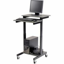 Luxor 3-Shelf Adjustable Height Presentation Workstation, 24"W x 31"D x 39"- 45"H, Gray