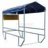 VersaCart® Double Shopping Cart Corral without Divider with Blue Canopy 12'L x 60"W