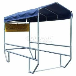 VersaCart® Double Shopping Cart Corral without Divider with Blue Canopy 12'L x 60"W
