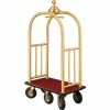 Glaro Ball Crown Bellman Cart 40x25 Satin Brass Burgundy Carpet, 6 Black Pneu Wheels