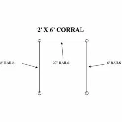 VersaCart® 2'x6' Indoor Corral 2-End & 2-Corner Posts, 2-27" & 4-6' Rails, 16 Anchors