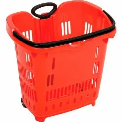 Good L ® Plastic Roller Shopping Basket 40 Liter 18"L x 14"W x 18-1/2 to 35-1/2"H, Red - Pkg Qty 10