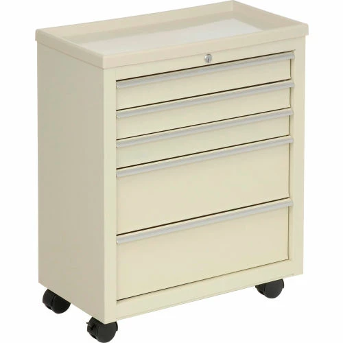 Lakeside® BV05 Classic 5-Drawer Medical Bedside Cart, Key Lock, Beige - Image 4