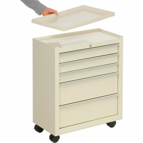 Lakeside® BV05 Classic 5-Drawer Medical Bedside Cart, Key Lock, Beige - Image 6