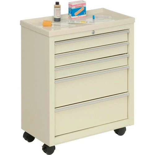 Lakeside® BV05 Classic 5-Drawer Medical Bedside Cart, Key Lock, Beige - Image 8
