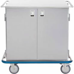 Blickman Multi Purpose Case Cart, 42"W x 40 1/2"H x 29"D, 1 S/S Wire Pullout Shelf, 2 Solid Doors